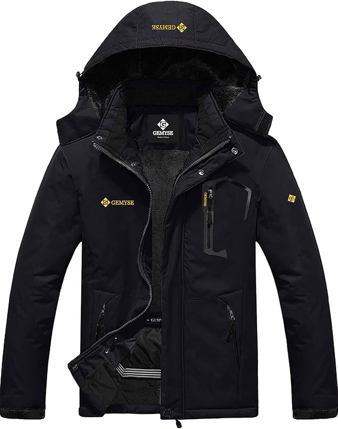 GEMYSE Chaqueta Impermeable de Montaña Negro