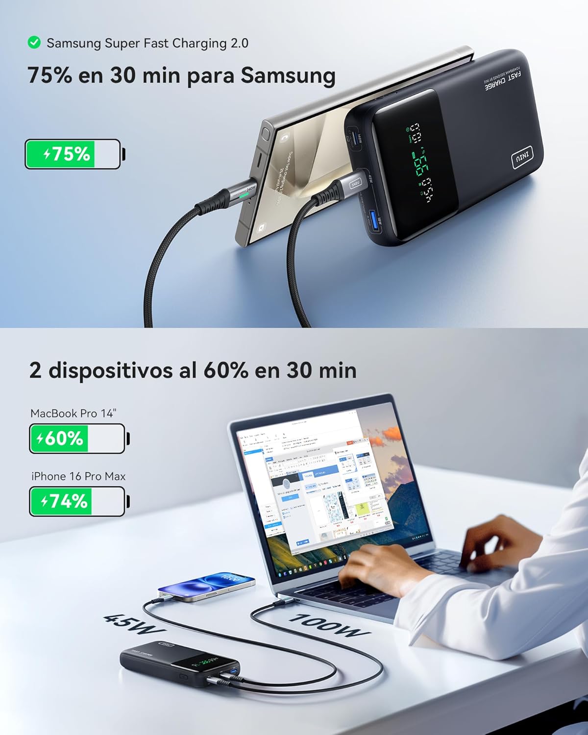 INIU 25000mAh Carga Rápida